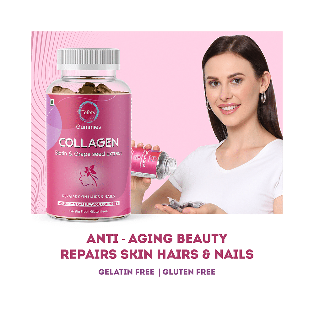 Tefety Collagen Biotin & Grape Seed Extarct Gummies Juicy Grape - Image 2