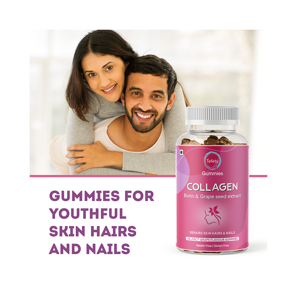 Tefety Collagen Biotin & Grape Seed Extarct Gummies Juicy Grape - Image 6