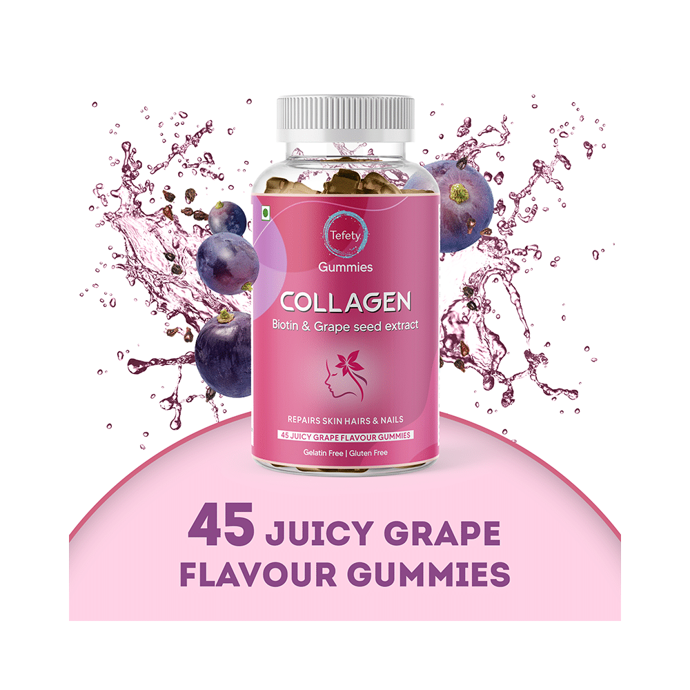 Tefety Collagen Biotin & Grape Seed Extarct Gummies Juicy Grape - Image 4