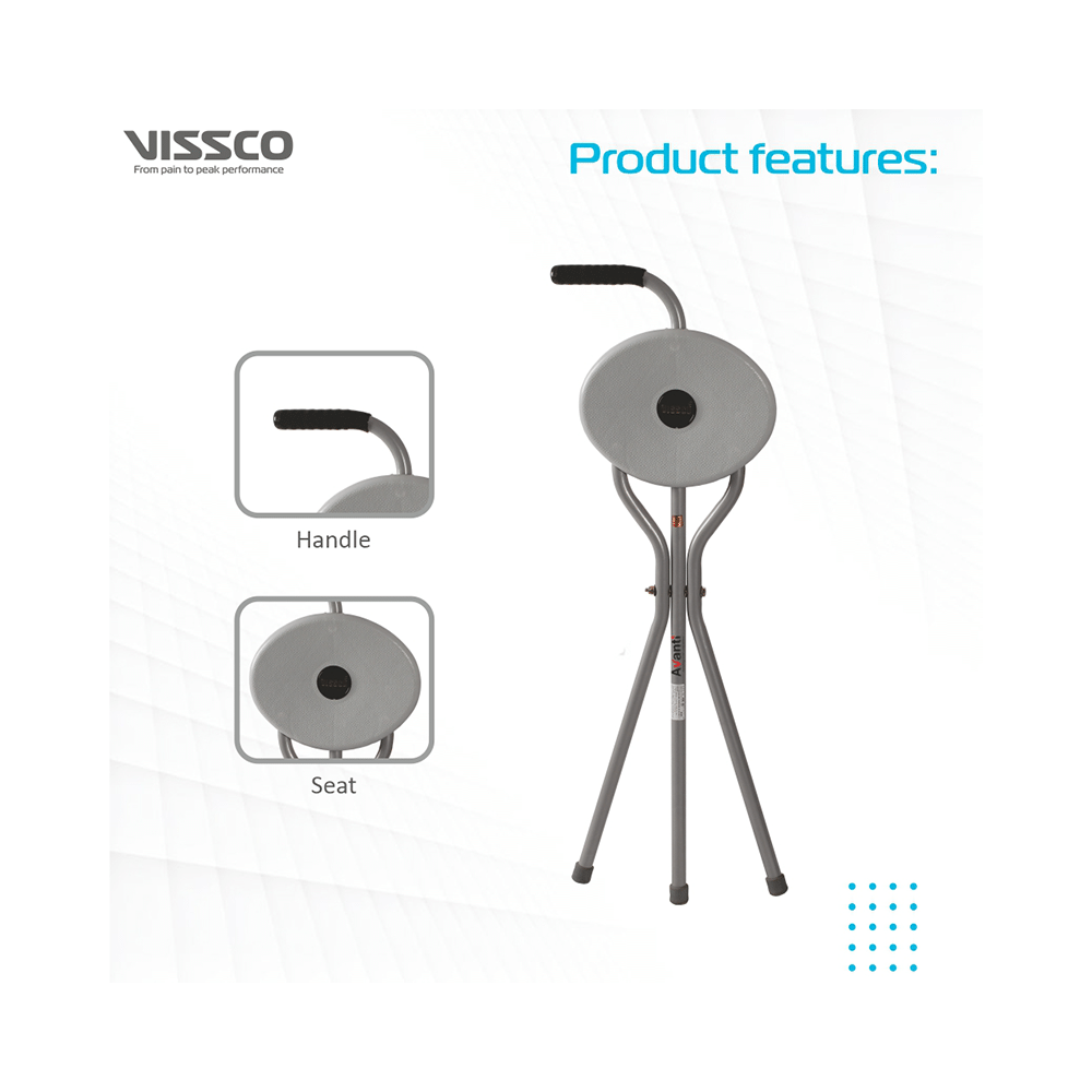 Vissco 944 Avanti Walking Stick with Seat Universal - Image 4