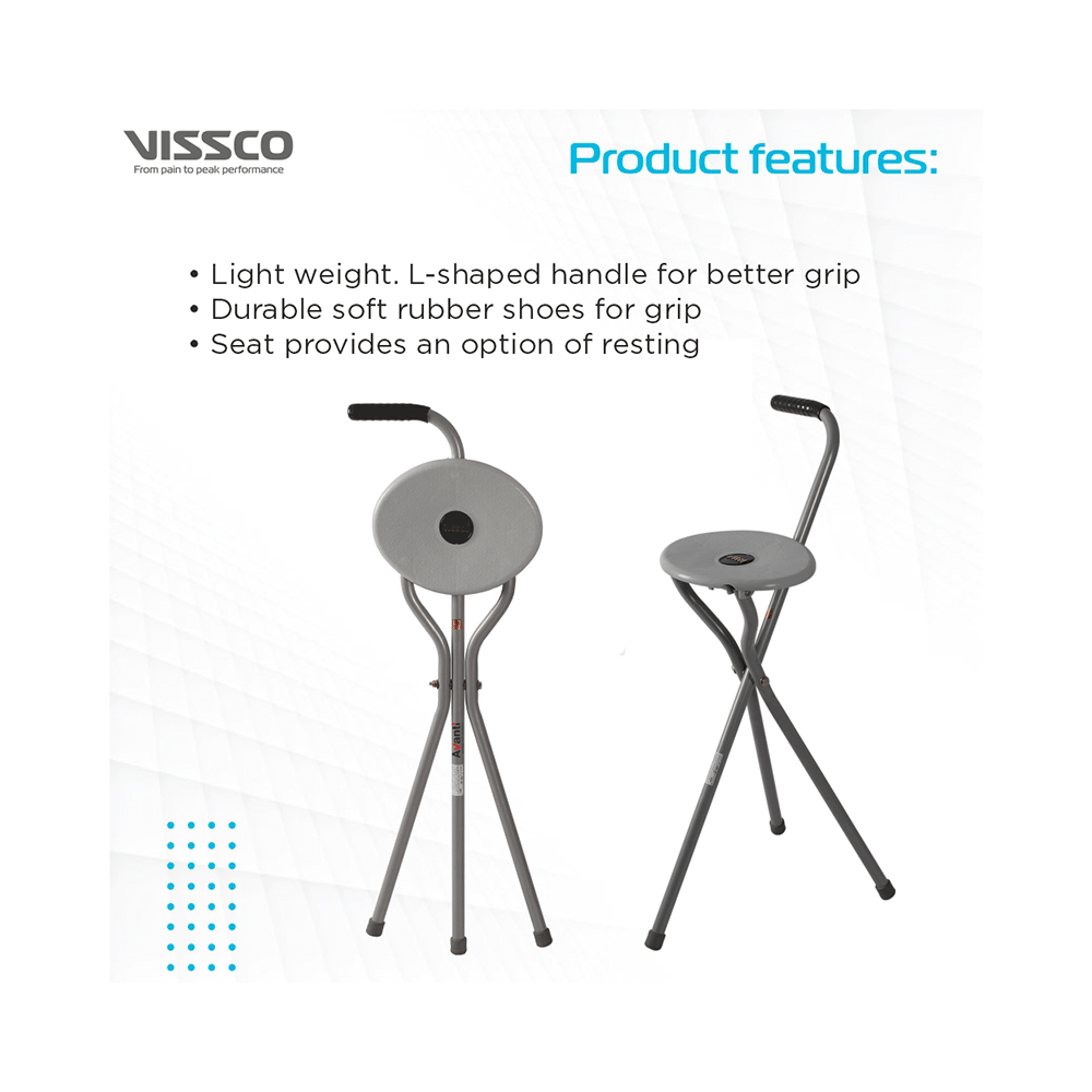 Vissco 944 Avanti Walking Stick with Seat Universal - Image 2