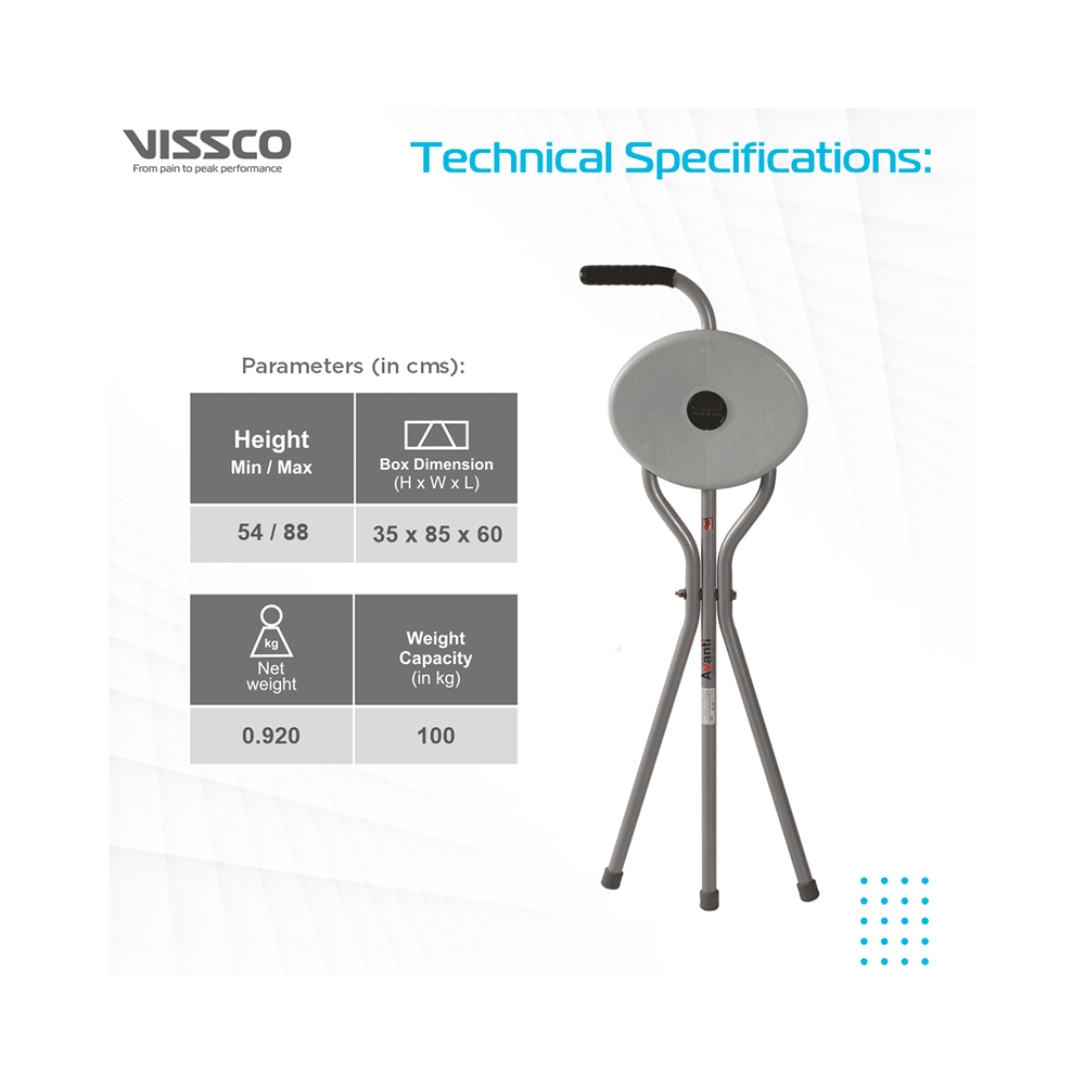 Vissco 944 Avanti Walking Stick with Seat Universal - Image 3