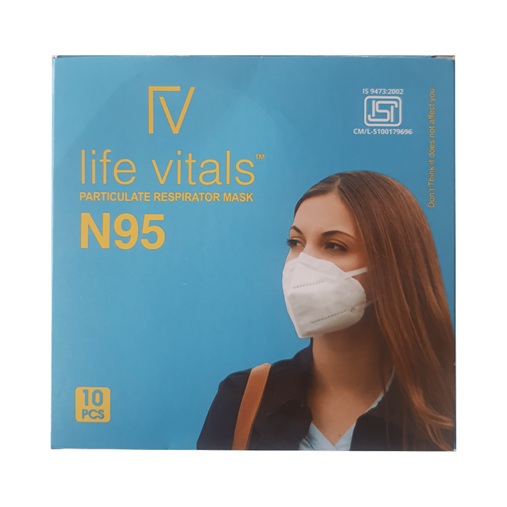 Life Vitals N95 Earloop Particulate Respirator Mask Free Size Yellow
