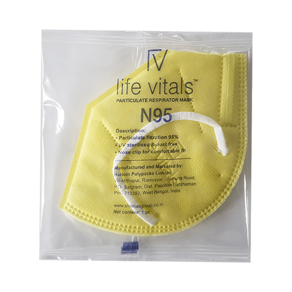 Life Vitals N95 Earloop Particulate Respirator Mask Free Size Yellow - Image 4