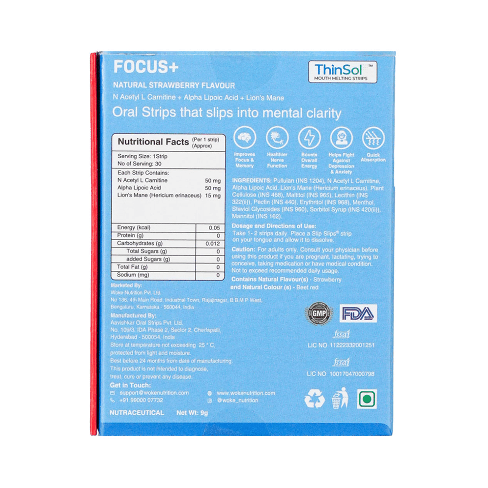 Slip Slip's Focus + Oral Thin Strip Support Better Focus and Overall Energy Natural Strawberry - Image 2