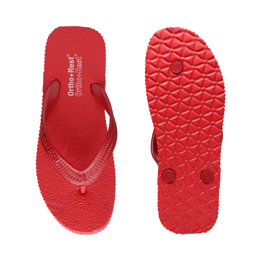 Ortho + Rest Unisex Hawaii Chappal Orthopedic Comfort, Bathroom Rubber Flip-Flops Red 11 - Image 5