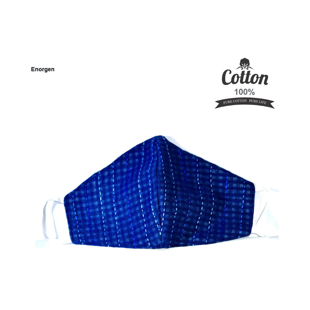 Enorgen Designer 100% Cotton Washable Reusable Protective Face Mask Blue - Image 2