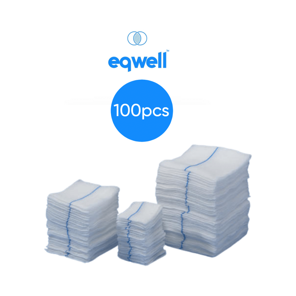 Eqwell Non-Sterile Gauze Swabs with X-Ray Dettectable Line 10cm x 10cm x 12ply - Image 2