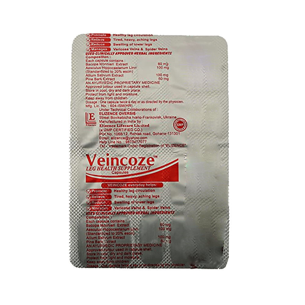 Veincoze Advanced Formula Capsule for Varicose Veins and Spider Veins Support (20 Each) - Image 4