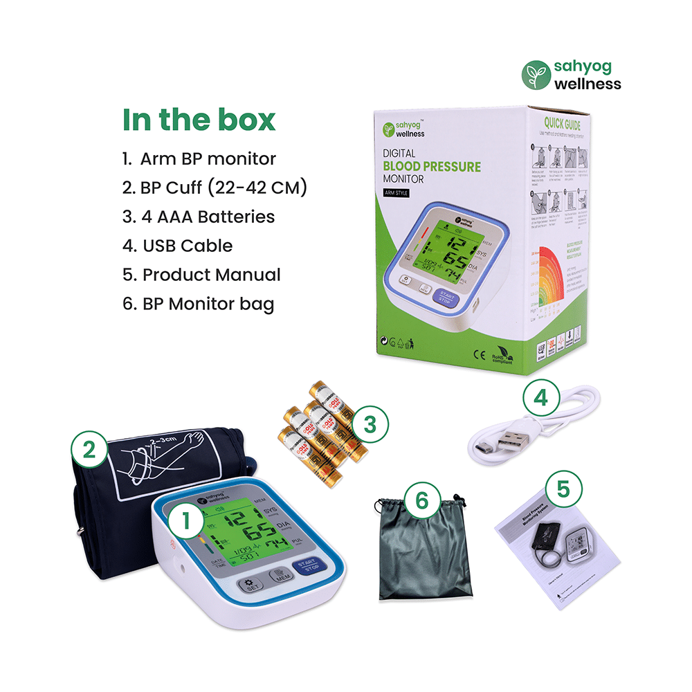 Sahyog Wellness Arm Style Digital Blood Pressure Monitor with 3 Colour Display and XXL Cuff - Image 5