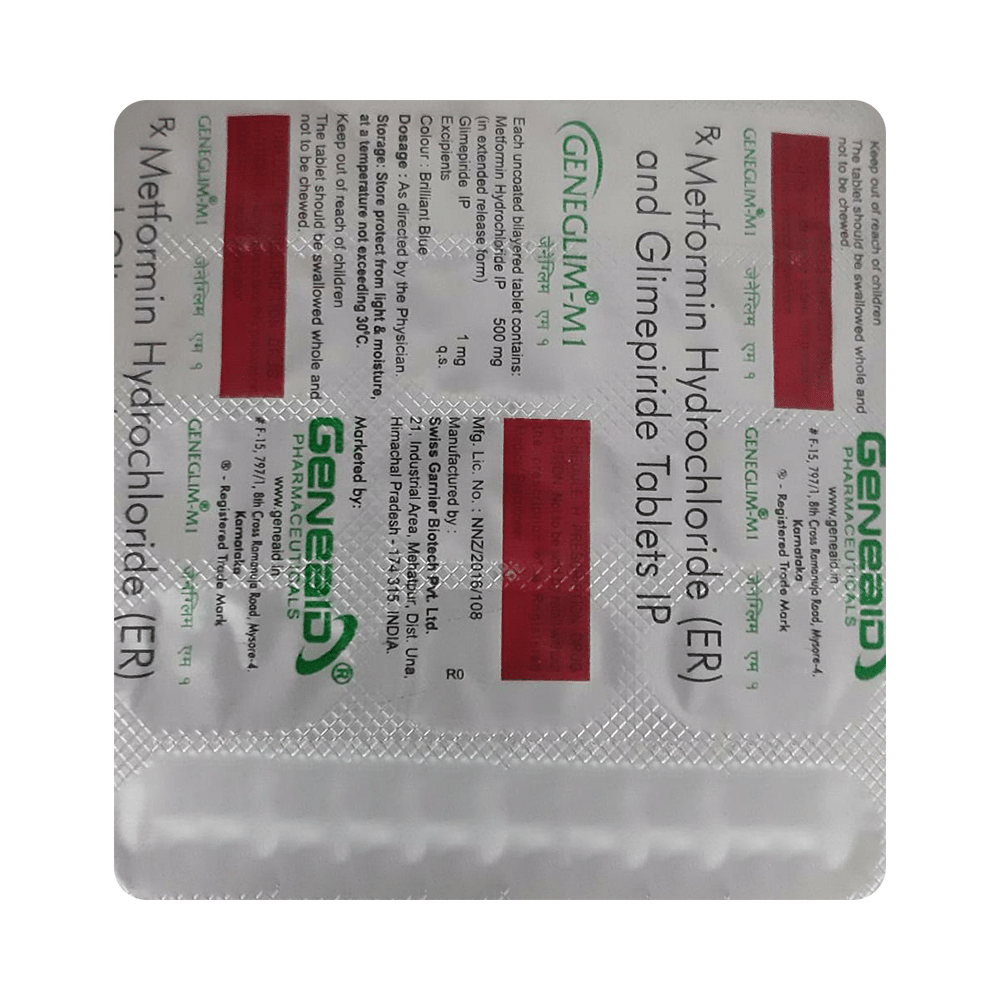 Geneglim M 1mg/500mg Tablet ER