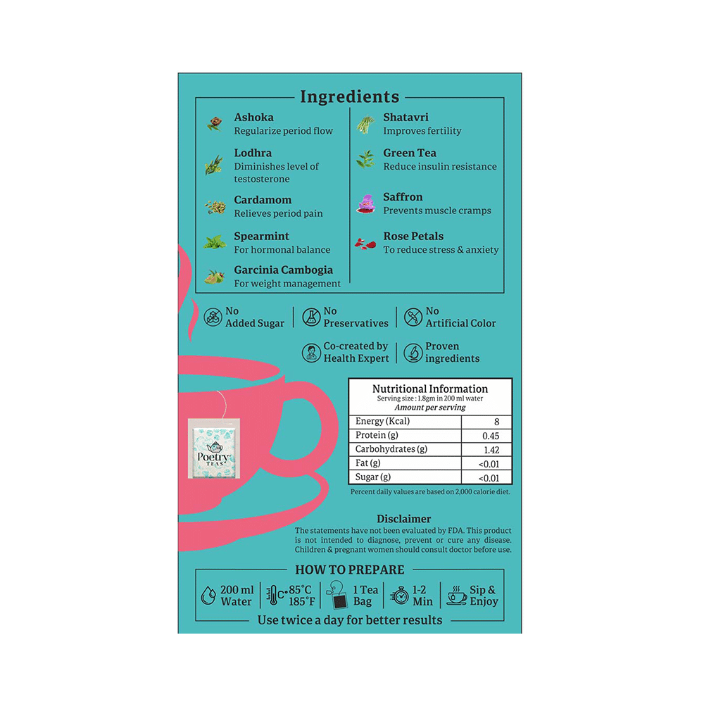 Poetry Teas Periods Care Tea Bag (1.8gm Each) - Image 4