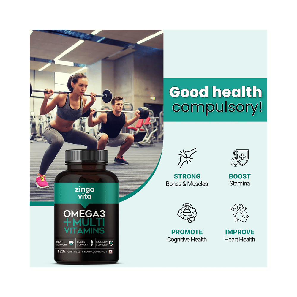 Zingavita Omega 3 + Multivitamin Soft Gelatin Capsule for Heart, Bone & Immunity Support - Image 6