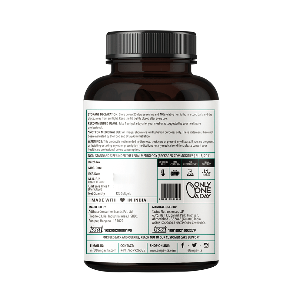 Zingavita Omega 3 + Multivitamin Soft Gelatin Capsule for Heart, Bone & Immunity Support - Image 3