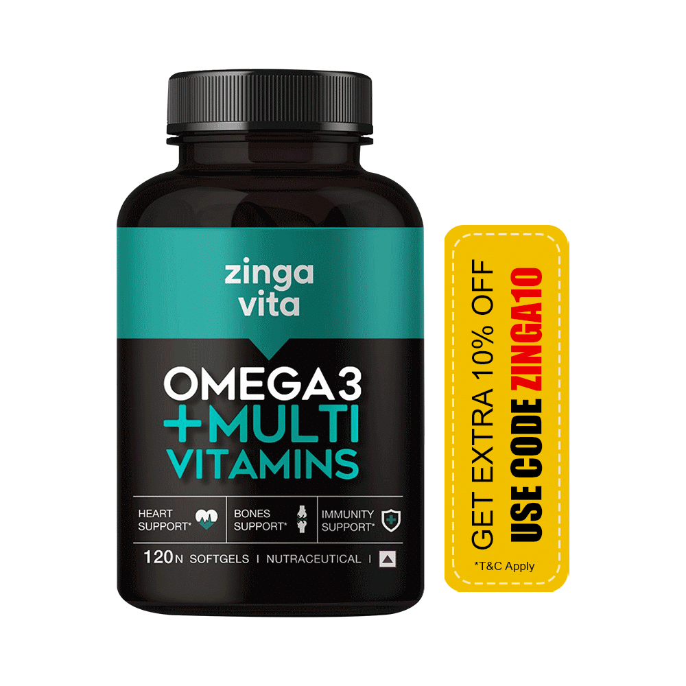 Zingavita Omega 3 + Multivitamin Soft Gelatin Capsule for Heart, Bone & Immunity Support - Image 1