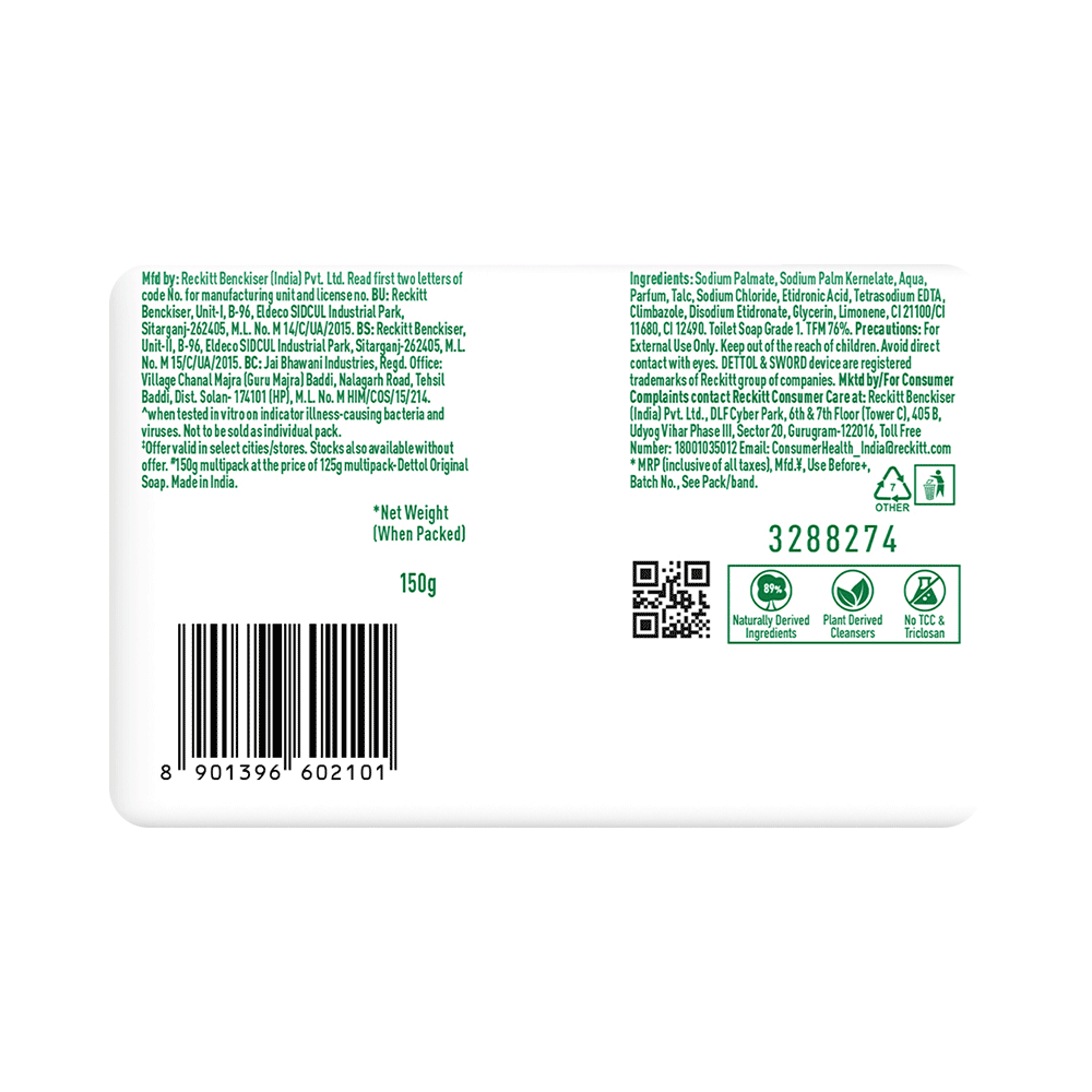 Dettol Original Germ Defence Bathing Soap Bar (150gm Each) - Image 2