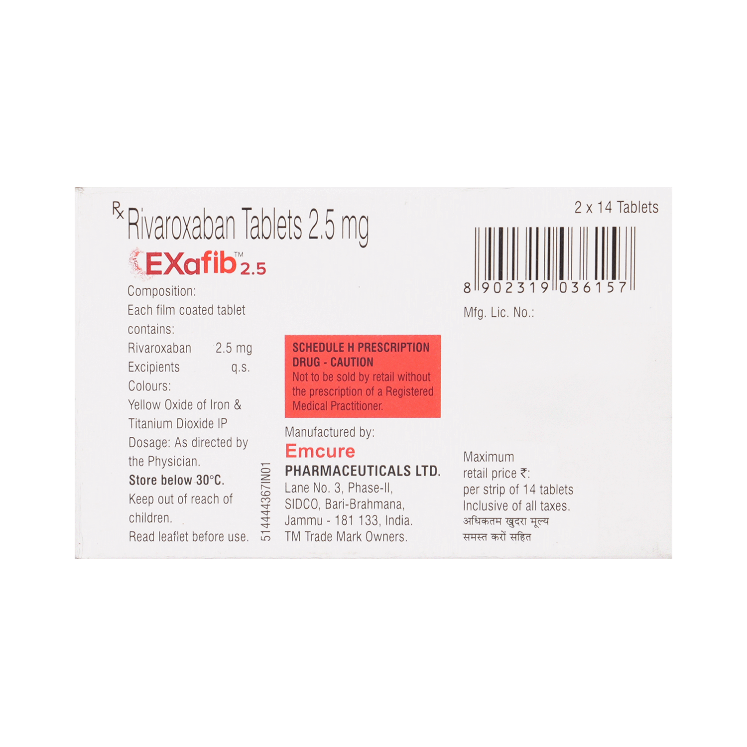 Exafib 2.5mg Tablet - Image 3