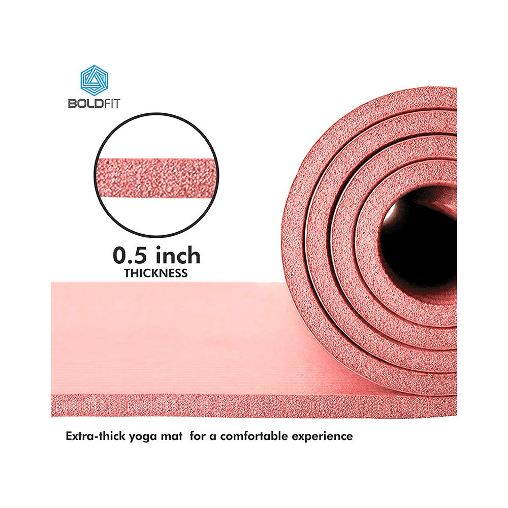 Boldfit Yoga Mat with Carrying Strap Pink - Image 6