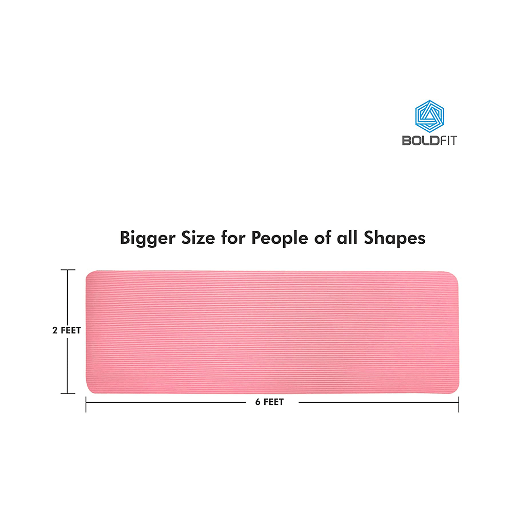 Boldfit Yoga Mat with Carrying Strap Pink - Image 5