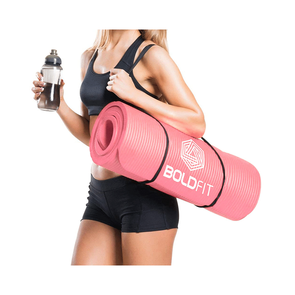 Boldfit Yoga Mat with Carrying Strap Pink - Image 4