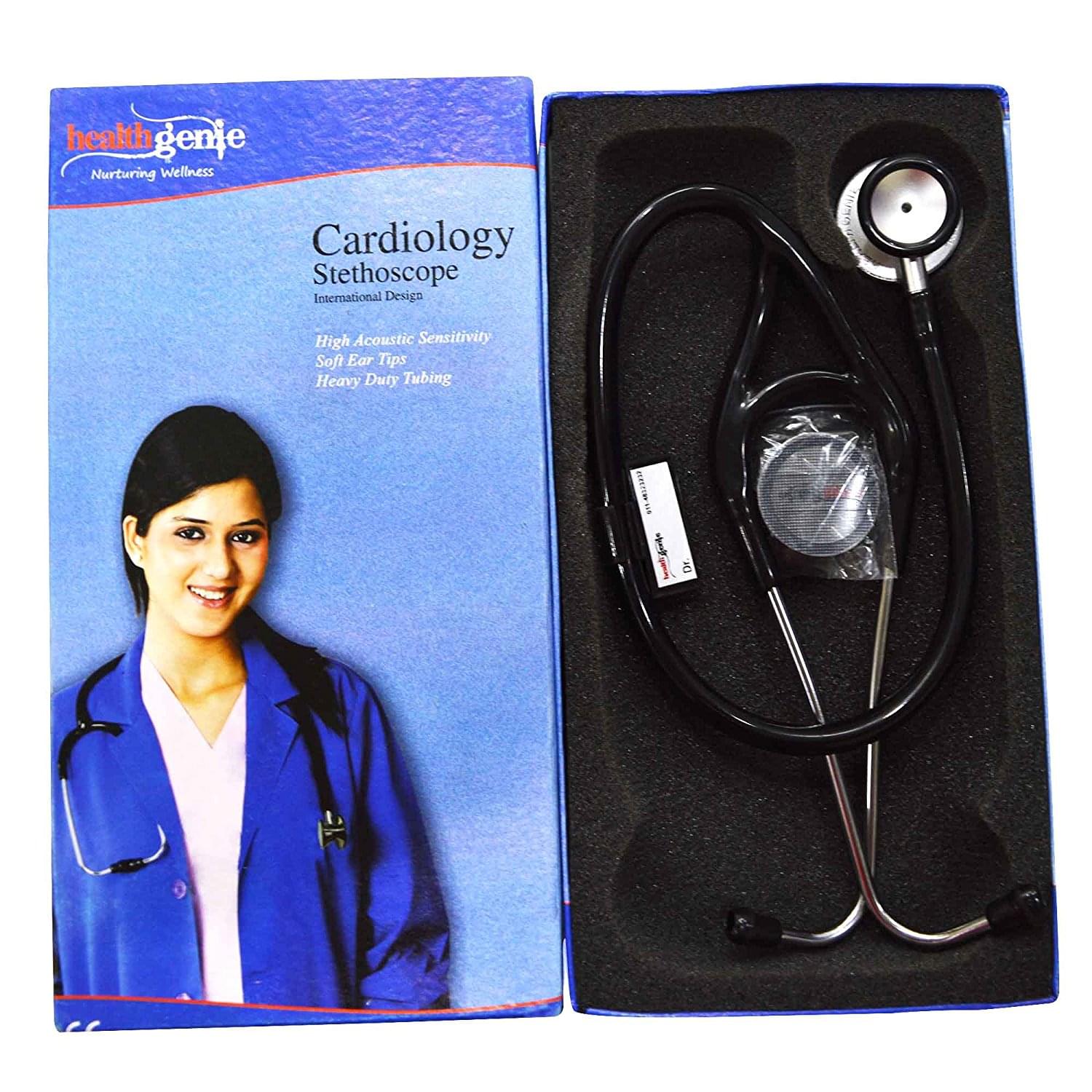 Healthgenie HG-401B Aluminium Dual Cardiology Stethoscope Black - Image 1