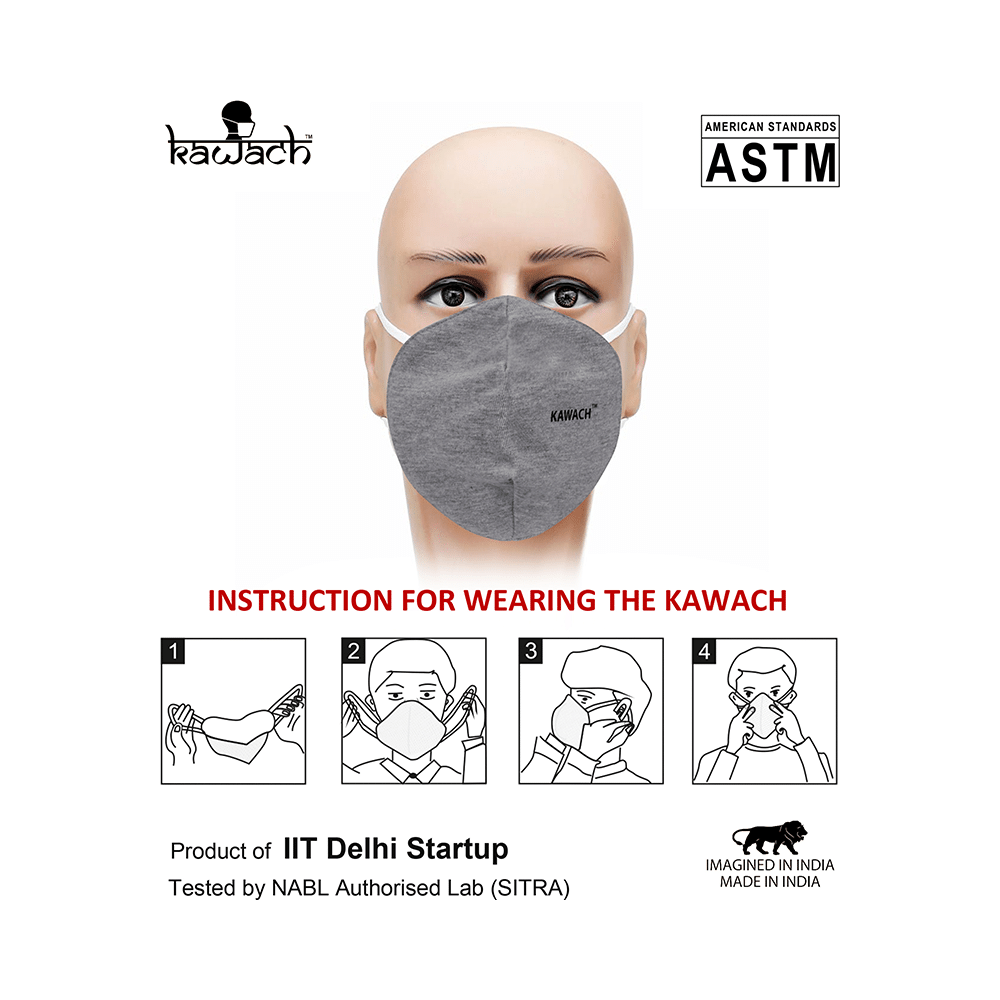 Kawach Anti Pollution Mask Grey - Image 3