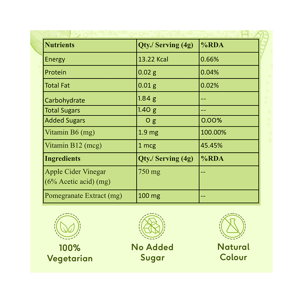 Healthkart Apple Cider Vinegar 750mg Effervescent Tablet (15 Each) Green Apple - Image 3