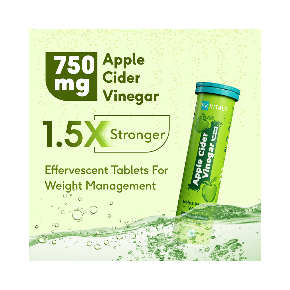 Healthkart Apple Cider Vinegar 750mg Effervescent Tablet (15 Each) Green Apple - Image 4