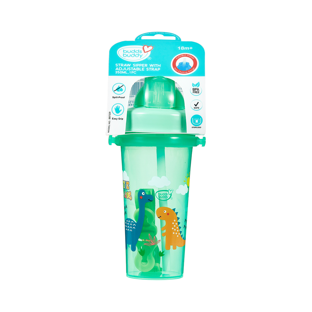 Buddsbuddy BB7229 Straw Sipper with Adjustable Strap 18m+ Green - Image 1