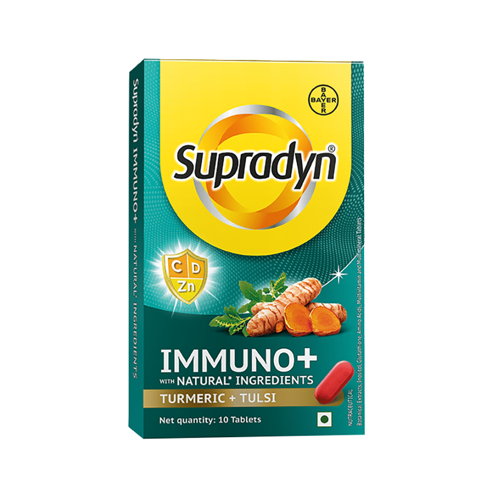 Supradyn Immuno+ Multivitamin with Turmeric & Tulsi | Tablet for Energy & Immunity Tablet