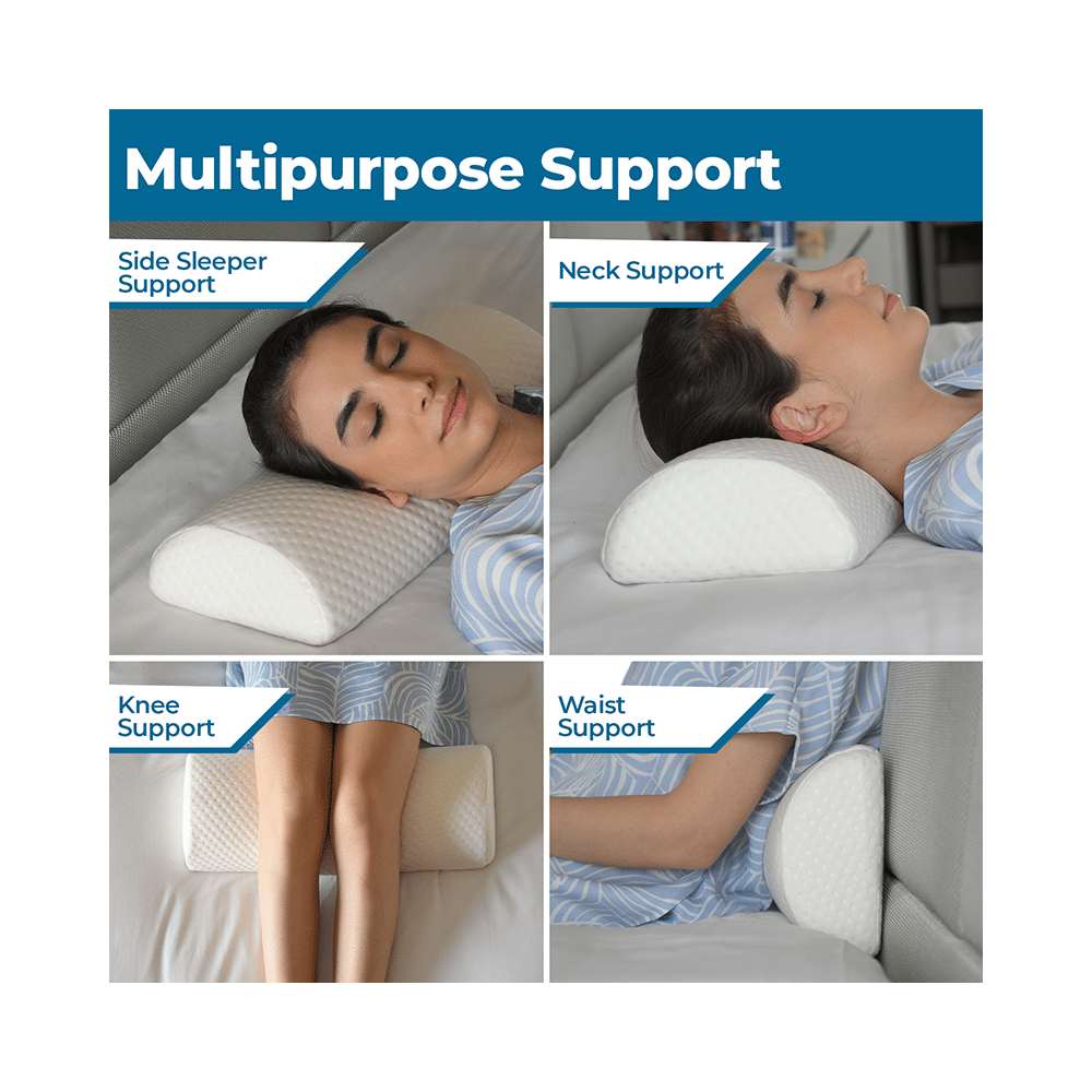 Sleepsia Orthopedic Memory Foam Semi Roll Bolster Pillow White - Image 5
