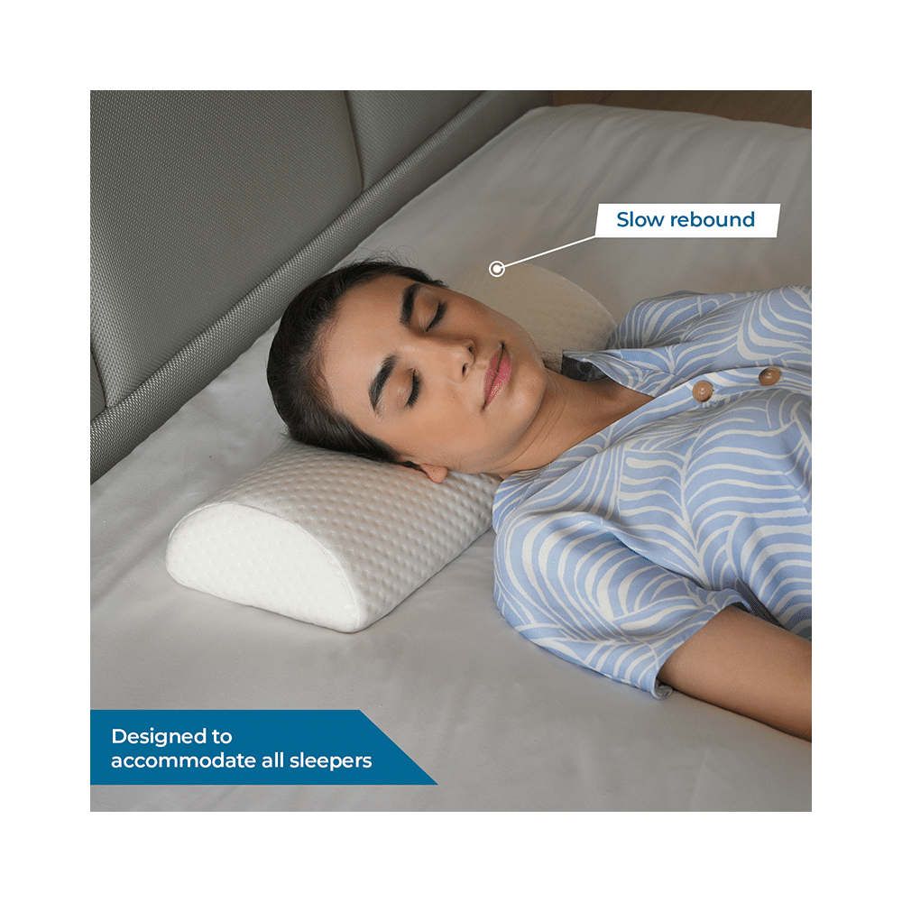 Sleepsia Orthopedic Memory Foam Semi Roll Bolster Pillow White - Image 3