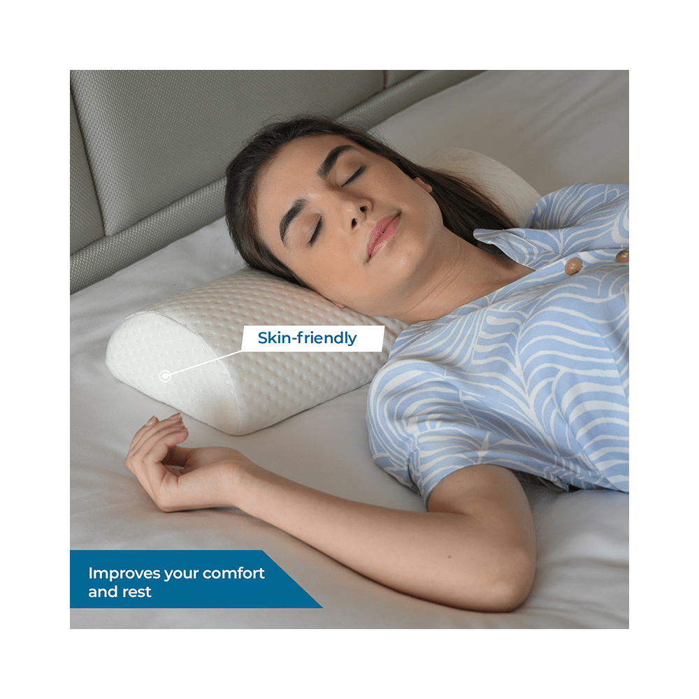 Sleepsia Orthopedic Memory Foam Semi Roll Bolster Pillow White - Image 6