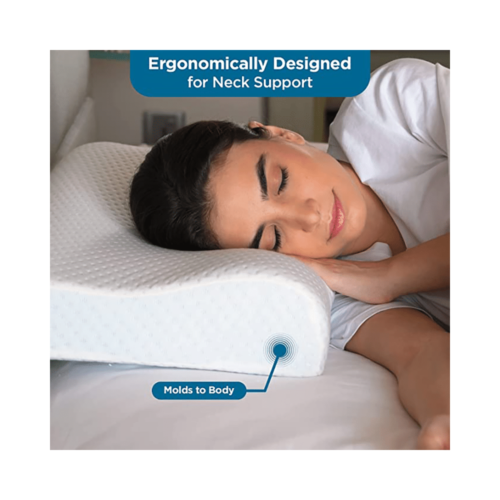Sleepsia Cool Gel Contour Cervical Orthopedic Memory Foam Pillow White - Image 4