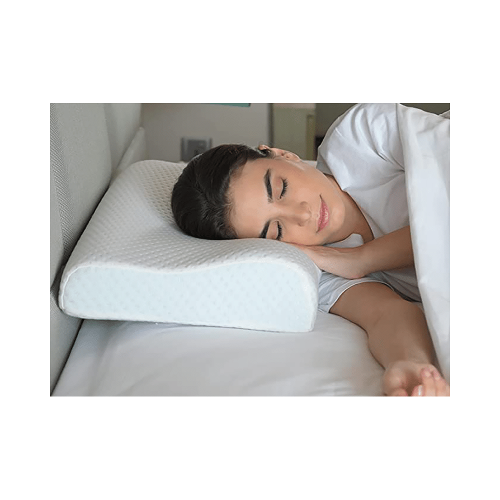 Sleepsia Cool Gel Contour Cervical Orthopedic Memory Foam Pillow White - Image 2
