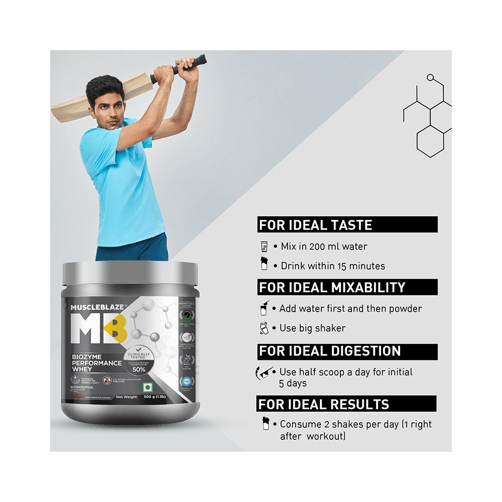 MuscleBlaze MuscleBlaze Biozyme Performance Whey Protein | For Muscle Gain | Improves Protein Absorption | Nutrition Care Powder Rich Chocolate - Image 7
