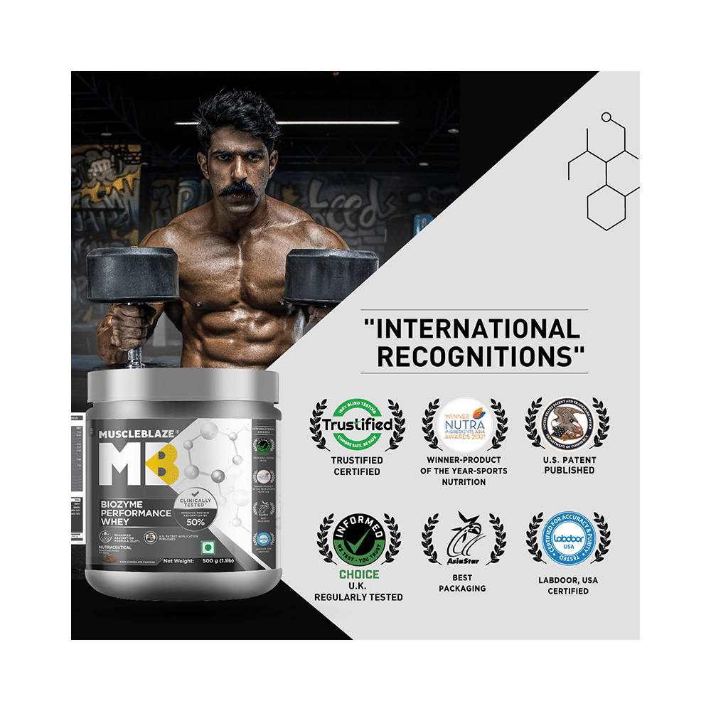 MuscleBlaze MuscleBlaze Biozyme Performance Whey Protein | For Muscle Gain | Improves Protein Absorption | Nutrition Care Powder Rich Chocolate - Image 5