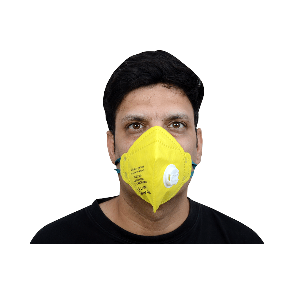Dominion Care Non Woven 6 Layer Mask with Adjustable Elastic & Nose Pin Yellow - Image 3