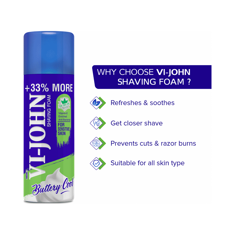 Vi-John Combo Pack of Buttery Cool Tea Tree Oil Shaving Foam (400gm) & Platinum Plated Master Stroke Razor (5) for Sensitive Skin - Image 9