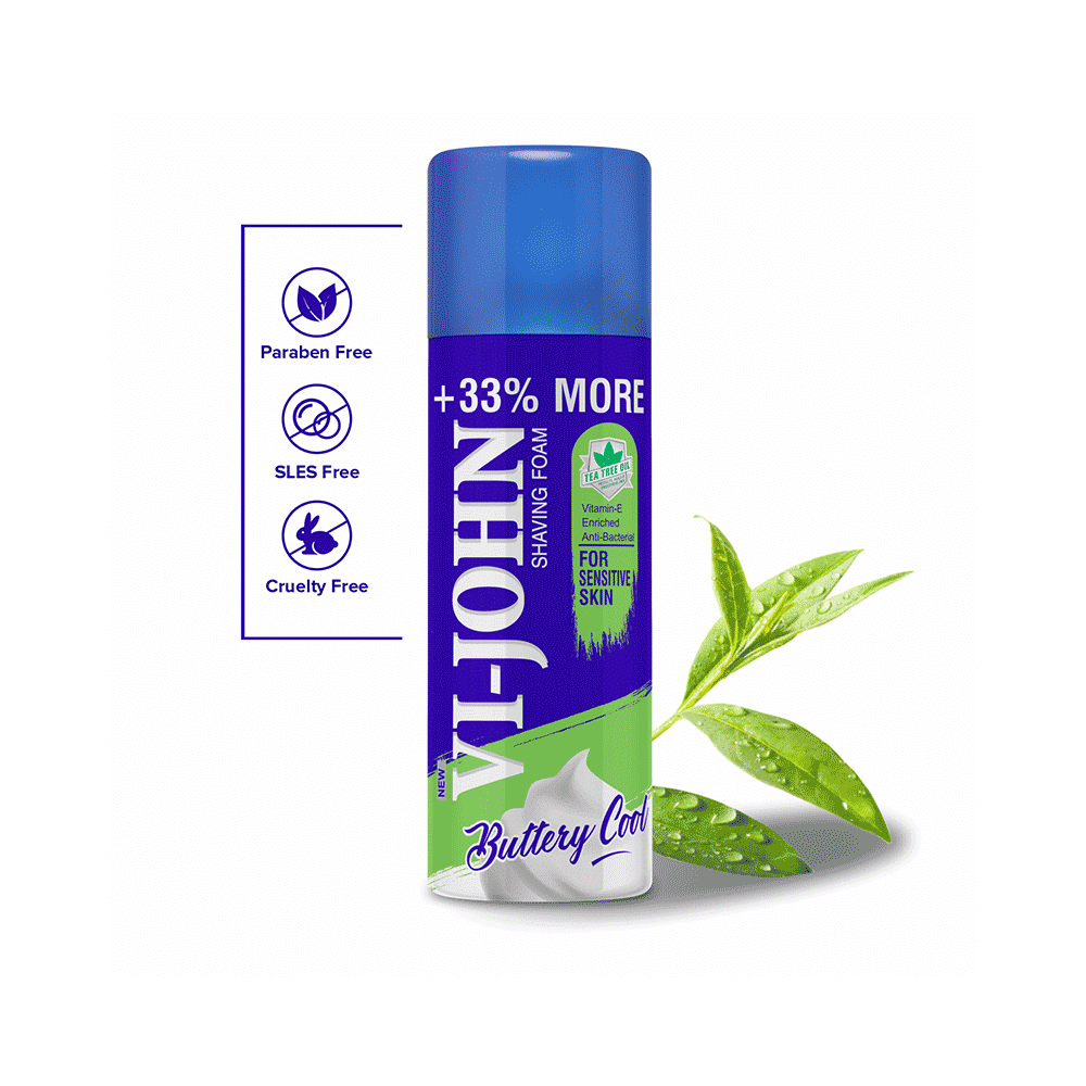 Vi-John Combo Pack of Buttery Cool Tea Tree Oil Shaving Foam (400gm) & Platinum Plated Master Stroke Razor (5) for Sensitive Skin - Image 7