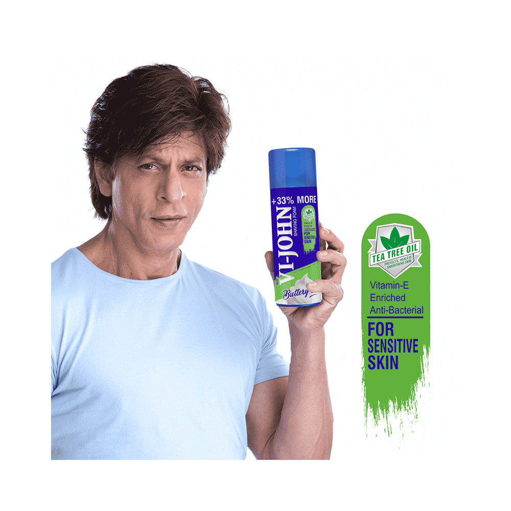 Vi-John Combo Pack of Buttery Cool Tea Tree Oil Shaving Foam (400gm) & Platinum Plated Master Stroke Razor (5) for Sensitive Skin - Image 3