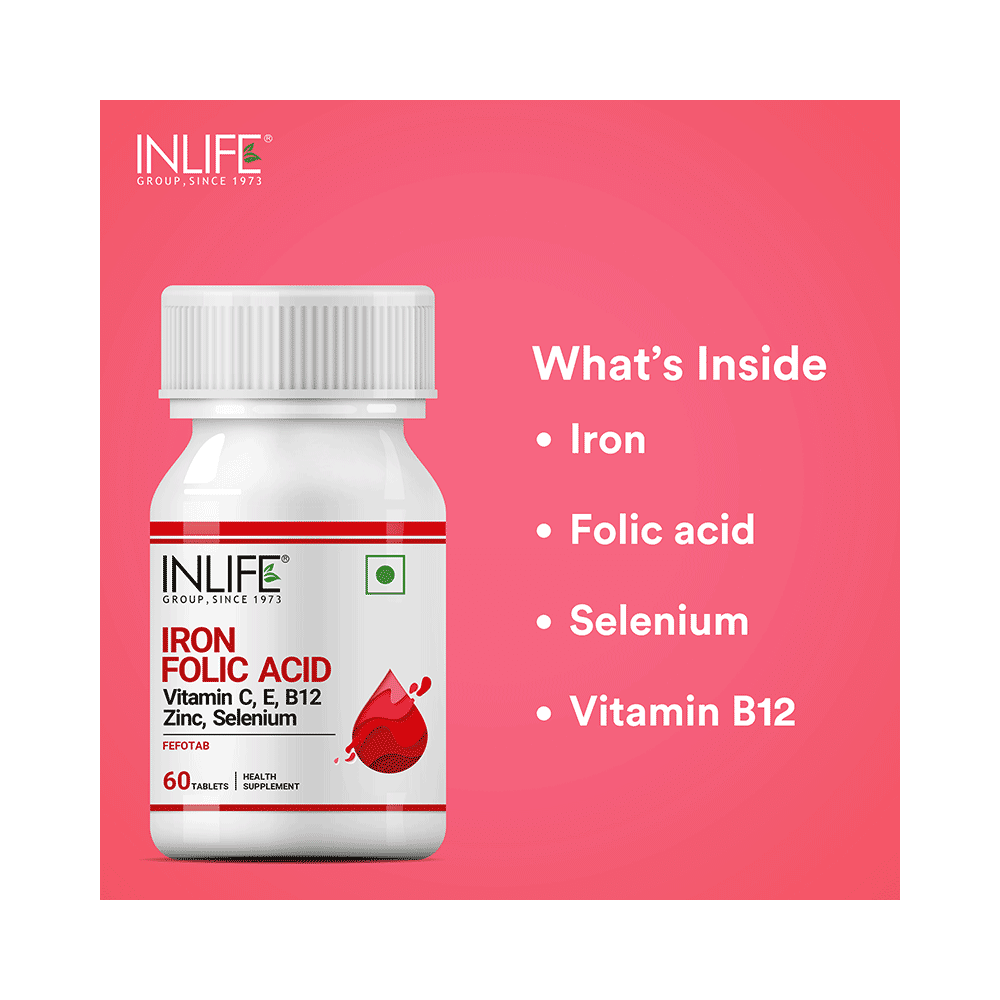 Inlife Iron Folic Acid Supplement | With Vitamins, Zinc & Selenium | For RBC Formation | Tablet - Image 5