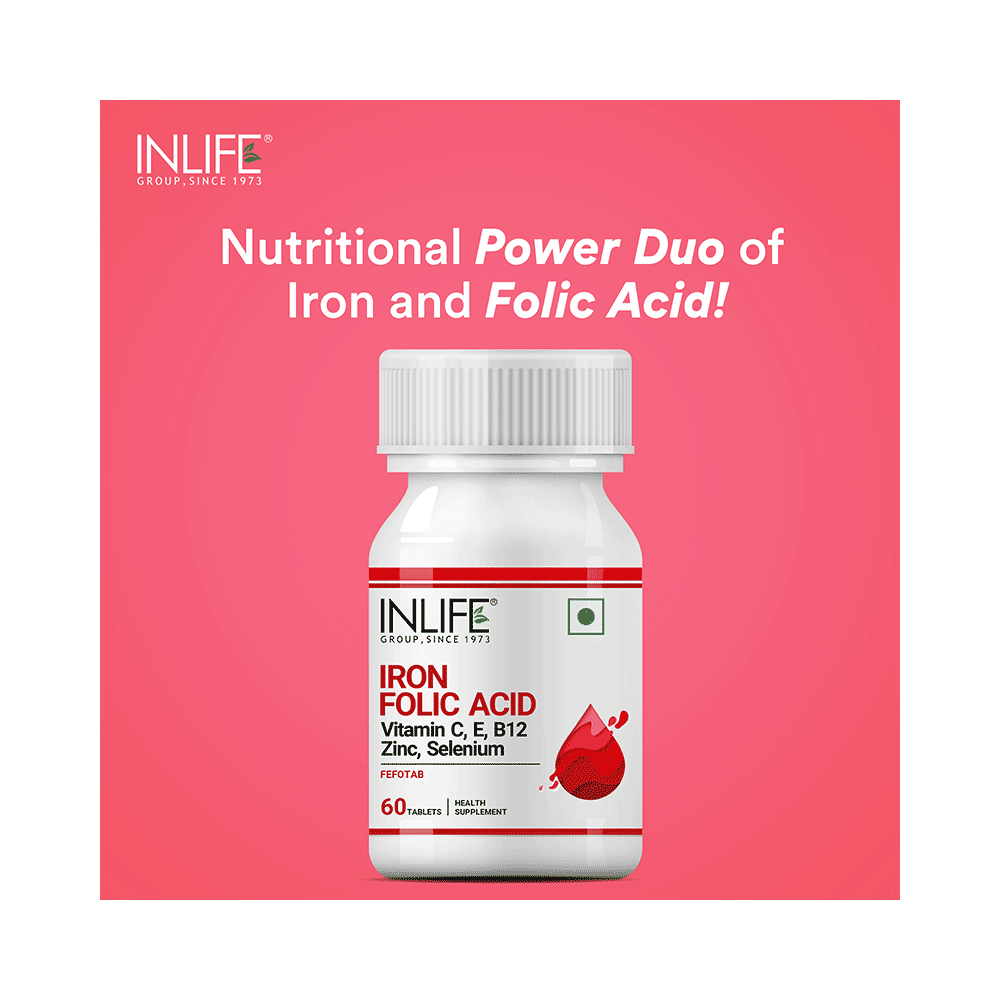 Inlife Iron Folic Acid Supplement | With Vitamins, Zinc & Selenium | For RBC Formation | Tablet - Image 7