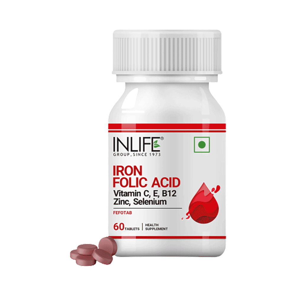 Inlife Iron Folic Acid Supplement | With Vitamins, Zinc & Selenium | For RBC Formation | Tablet - Image 1