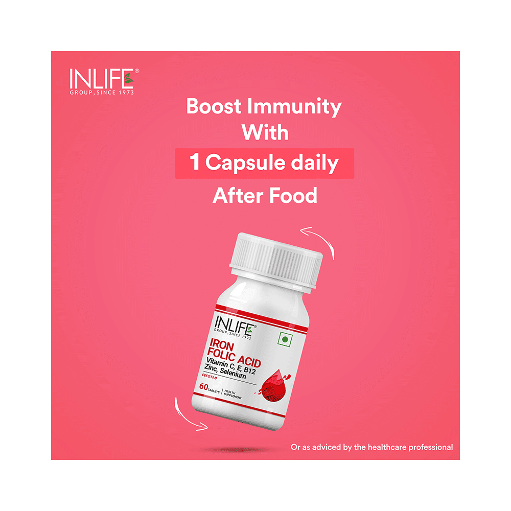 Inlife Iron Folic Acid Supplement | With Vitamins, Zinc & Selenium | For RBC Formation | Tablet - Image 6