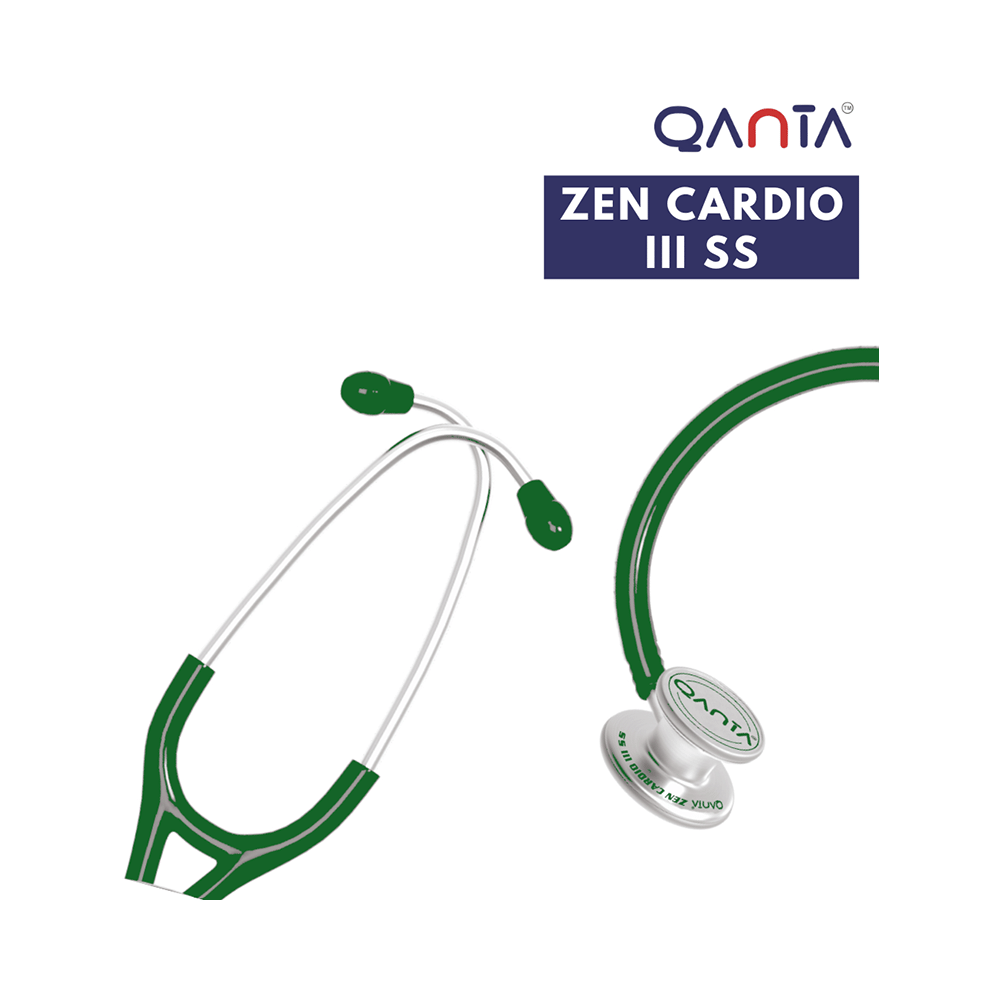 Qanta QA-1170 Zen Cardio III SS Cardiology Stethoscope, SS & Dual Head Chest Piece Green - Image 3
