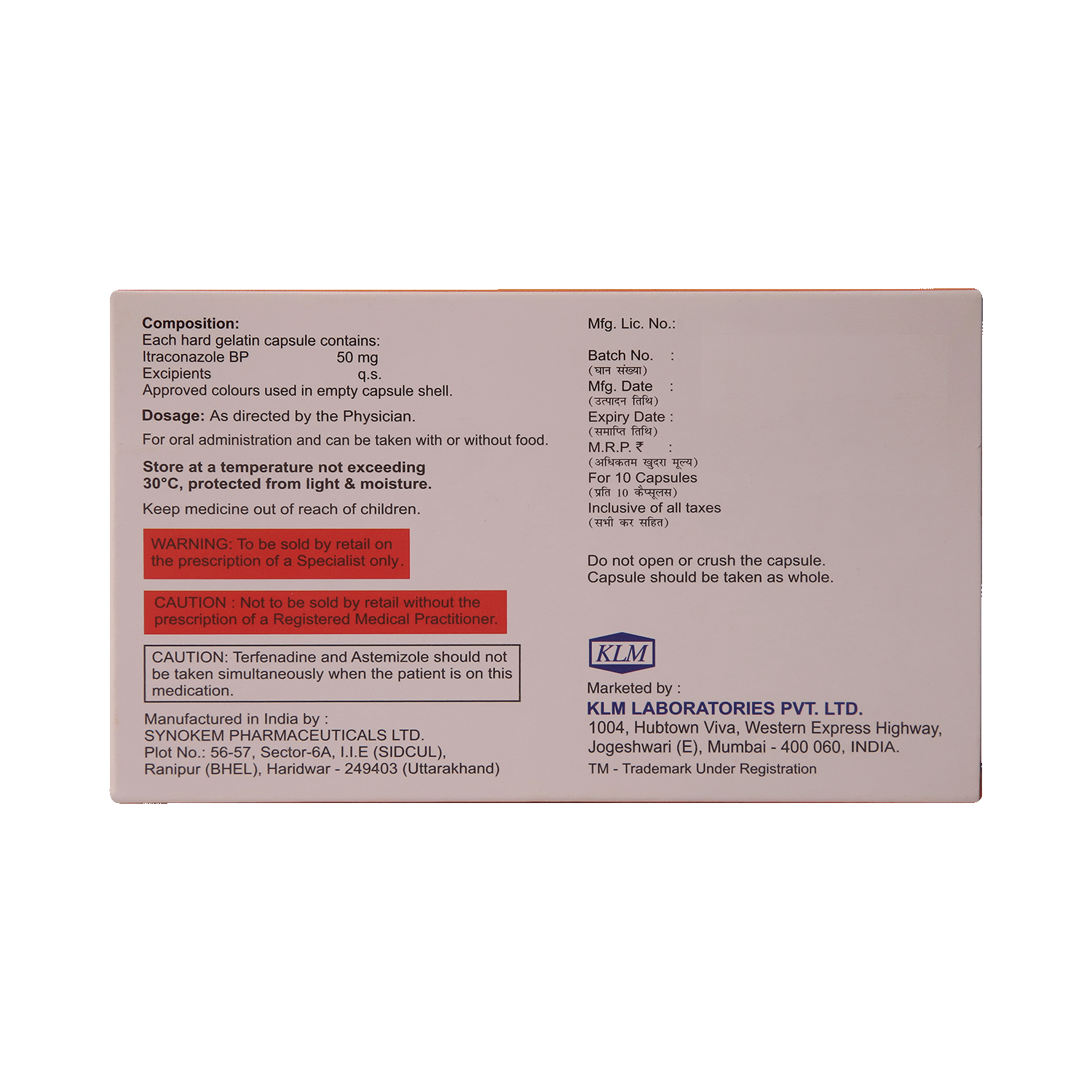 Onitraz SB 50mg Capsule - Image 3