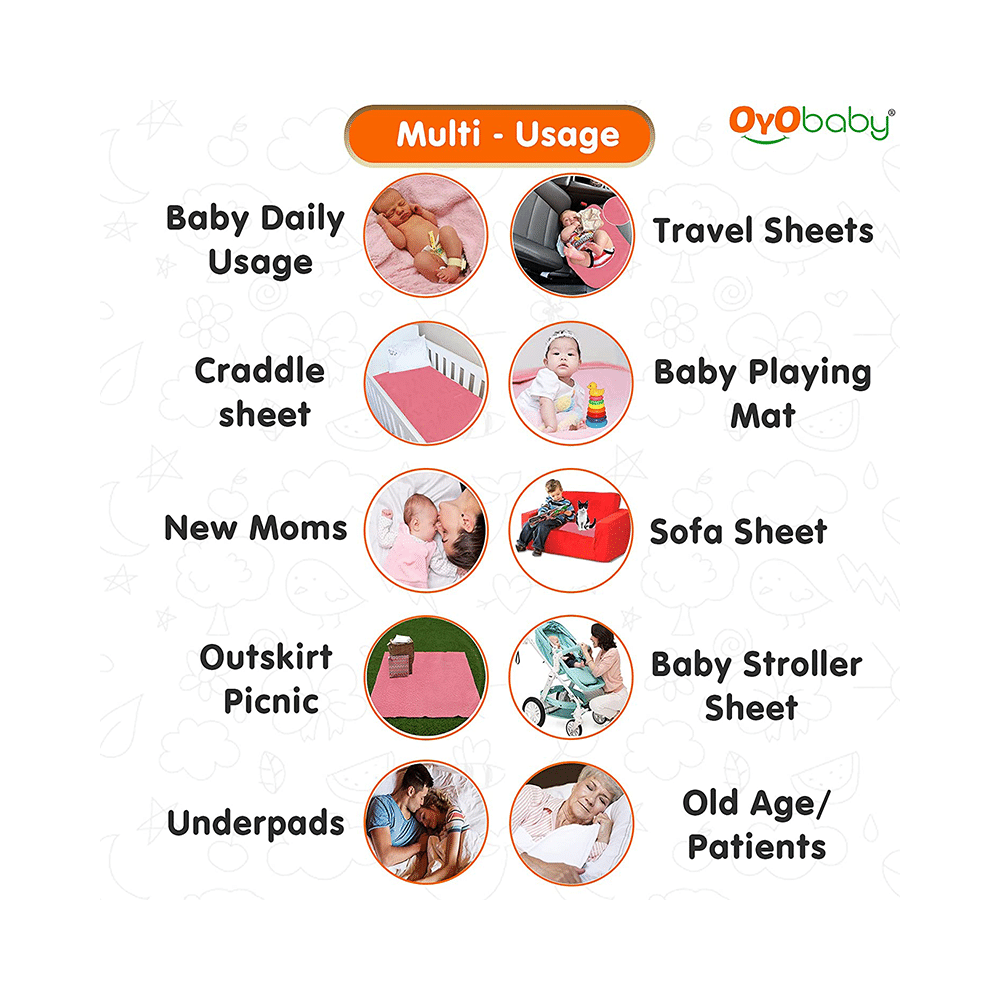 Oyo Baby Waterproof Bed Protector Baby Dry Sheet XL Maroon - Image 2