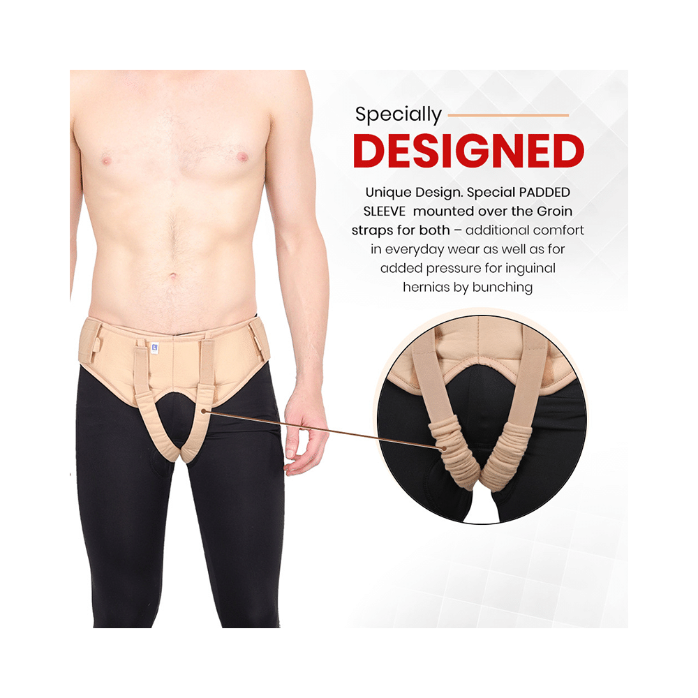 HealthAndYoga EasyPress Adjustable Hernia Belt Beige Large - Image 2