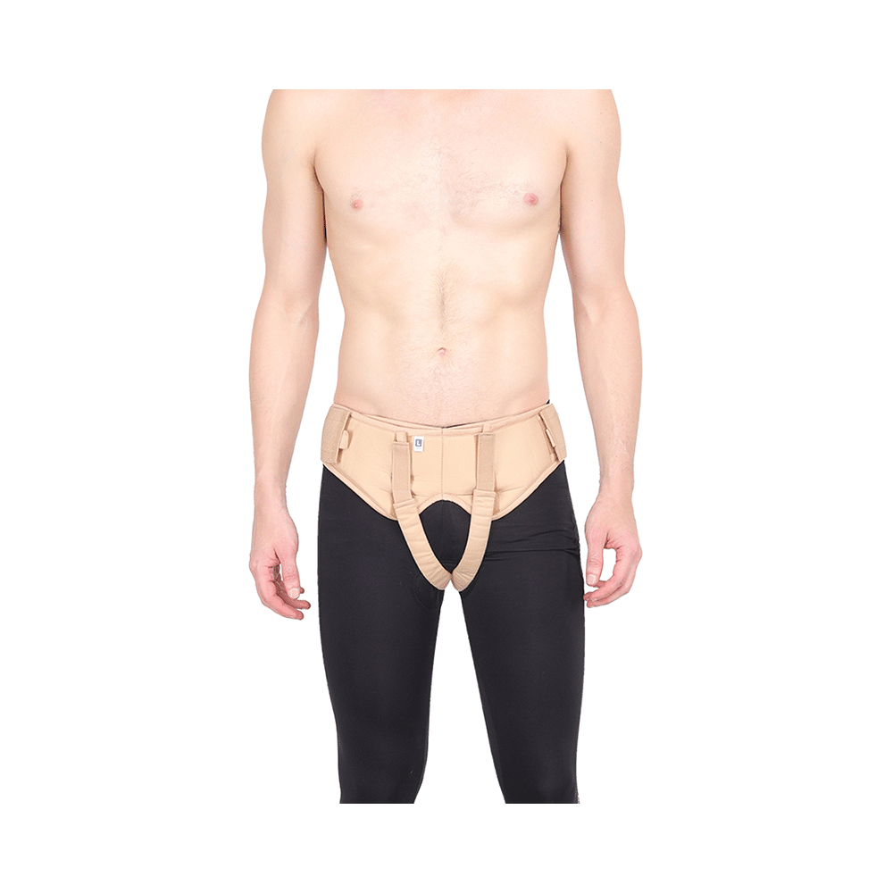 HealthAndYoga EasyPress Adjustable Hernia Belt Beige Large - Image 1